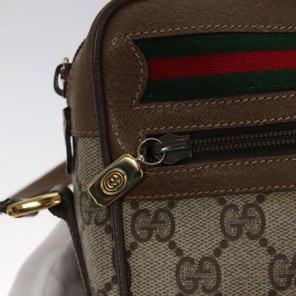 GUCCI GG Supreme Web Sherry Line Shoulder Bag Pvc Beige Green Red - Picture 15 of 16